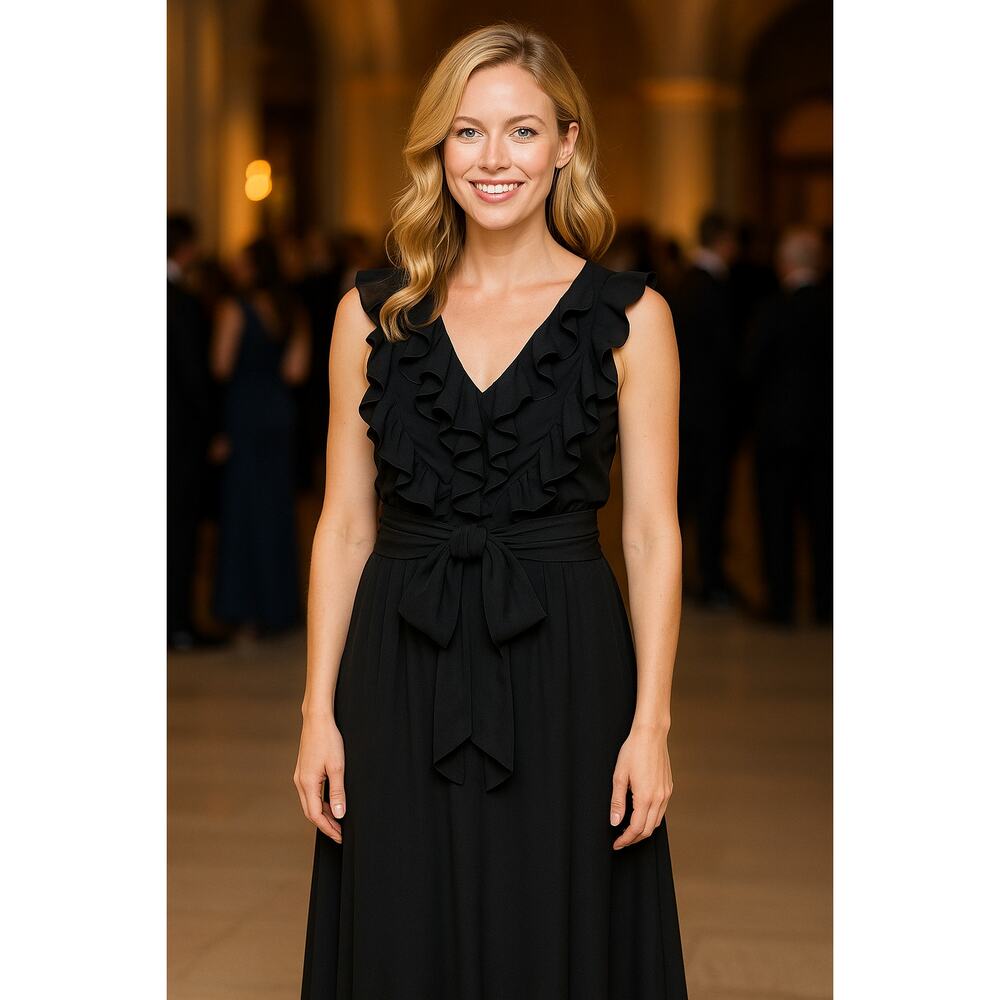 Elie Tahari Black Ruffle Cocktail Dress